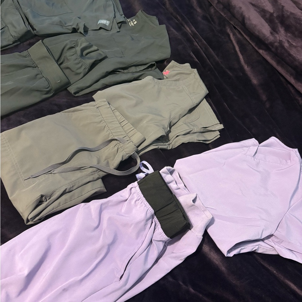 Set of grey and Lavender Scrub Pants